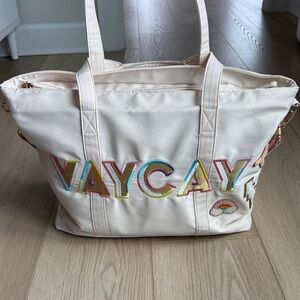 Vibrant Cream Tote with Multicolor Lettering